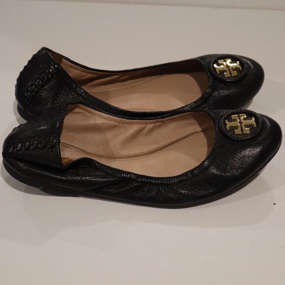 Tory Burch Black Monogram Flats - Size 7.5 ALMOST NEW CONDITION! - Picture 4 of 8